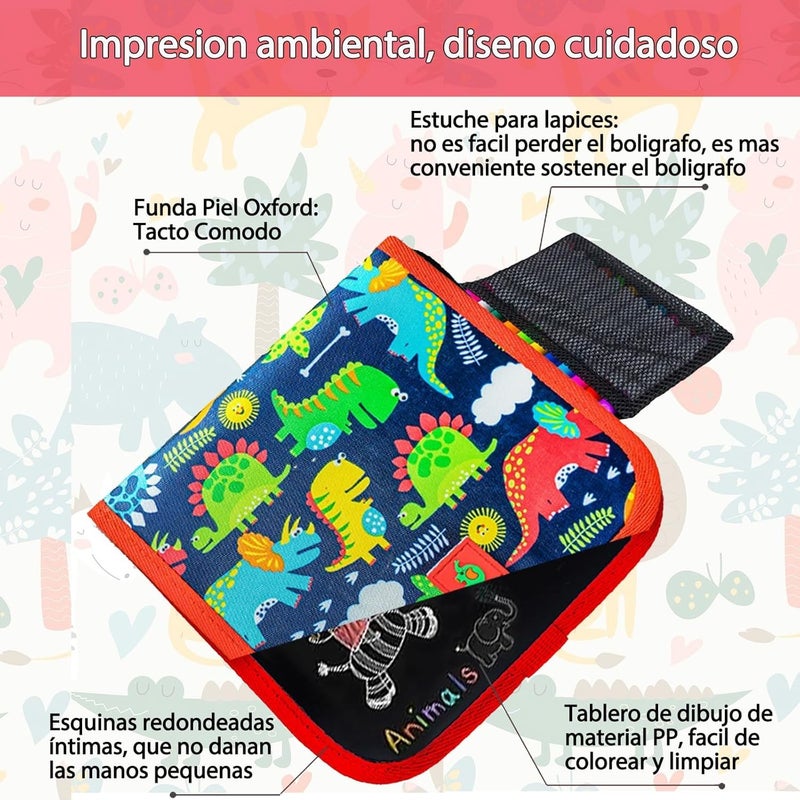 SHAKTISM DIY Reusable Graffiti Blackboard Drawing Book, 14 Pages, 12 Coloured Chalk Markers, 2 Cleansing Wipes - Blackboard Drawing Book Coloring Doodle Slate Randon Design and Colour - Image 5