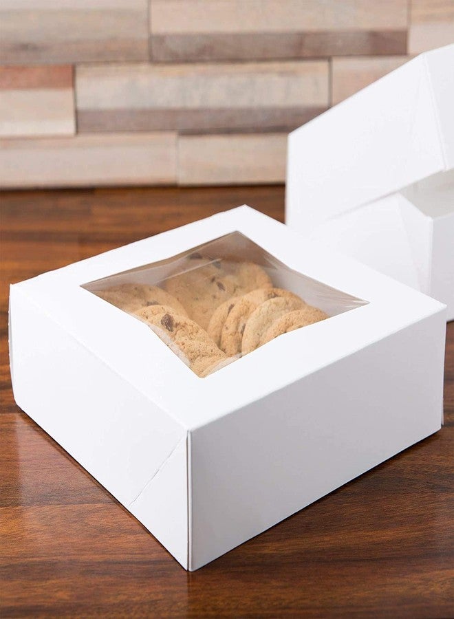 BAKEFY� 20+20 White and Kraft 4 Brownie Holder 6X6X2 INCH Bakery Boxes with Window Cookie Box, Paper Gift Boxes, Treat Box for Cupcakes, Pastries and Small Cakes - Image 3