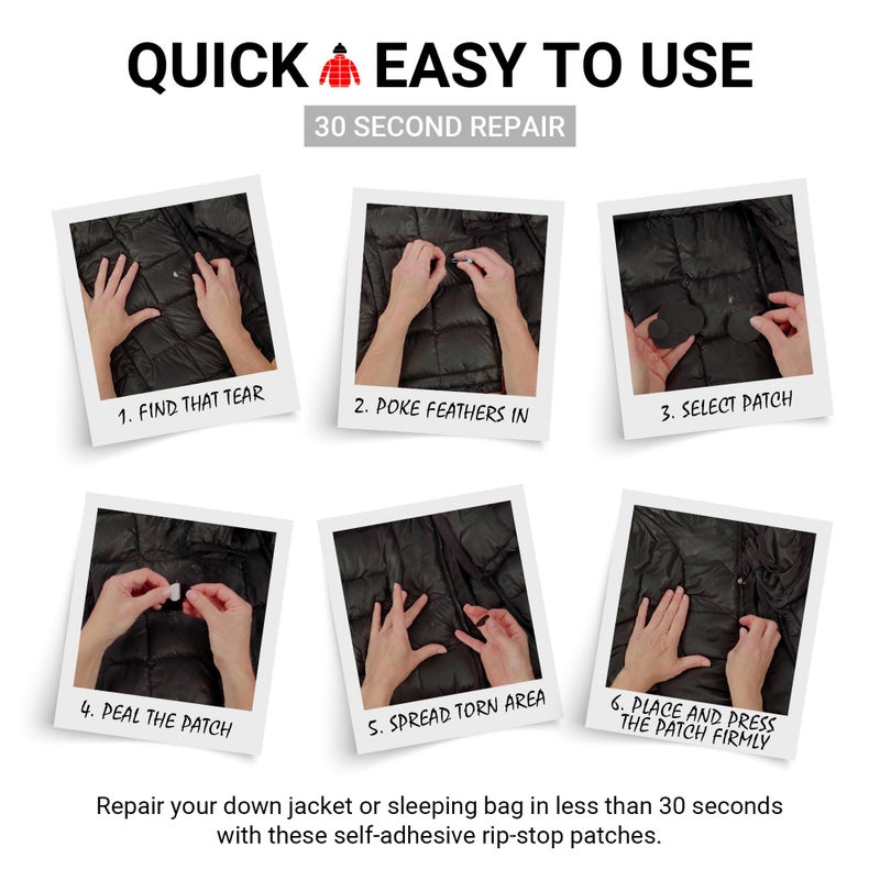 DJR Pro-Fix Down Jacket Repair Patches Easy to Use, Pre-Cut, Self-Adhesive, Waterproof, Tear-Resistant Rip-Stop Nylon Fabric Patches for Jackets & Patches for Clothing, Down Jacket Patches - Dark Blue - Image 3