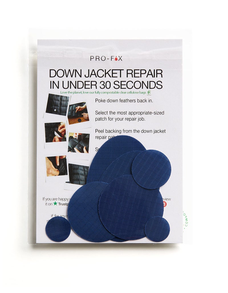 DJR Pro-Fix Down Jacket Repair Patches Easy to Use, Pre-Cut, Self-Adhesive, Waterproof, Tear-Resistant Rip-Stop Nylon Fabric Patches for Jackets & Patches for Clothing, Down Jacket Patches - Dark Blue - Image 1
