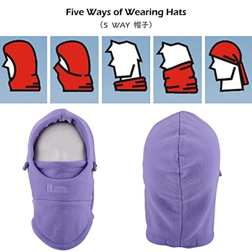 TRIWONDER Kids Winter Hats Balaclava Ski Mask for Boys Girls Toddlers Windproof Adjustable Cold Weather Face Mask Neck Warmer (Light Purple) - Image 5