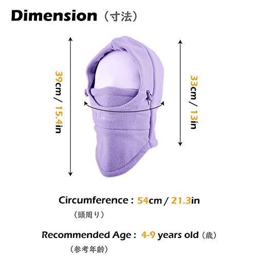 TRIWONDER Kids Winter Hats Balaclava Ski Mask for Boys Girls Toddlers Windproof Adjustable Cold Weather Face Mask Neck Warmer (Light Purple) - Image 2