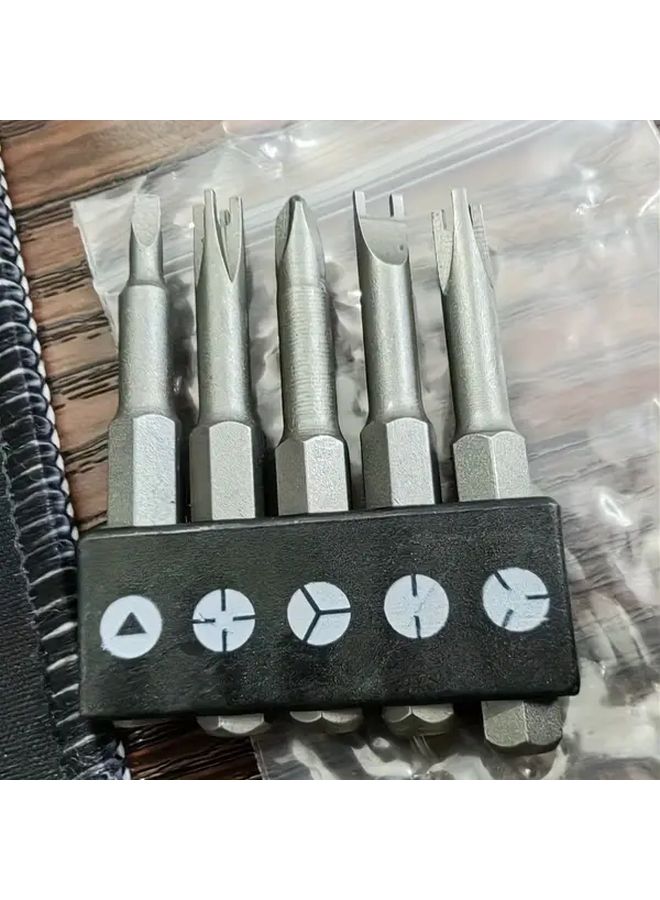 5 قطع من مجموعة رؤوس مفك البراغي الدقيقة المصنوعة من فولاذ Cr-V، مدمجة ومتينة - Image 2