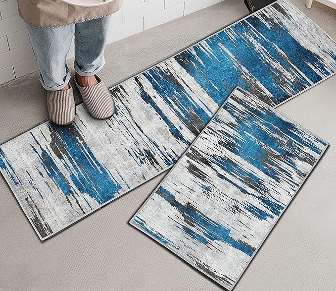 AMPLIN 2024 Kitchen Mat Modern Abstract Kitchen Rugs Anti Fatigue Golden Swirl Design Kitchen Floor Mat Padded PVC Leather Heavy Duty Waterproof Comfort Standing Runner Rug Pack of 1