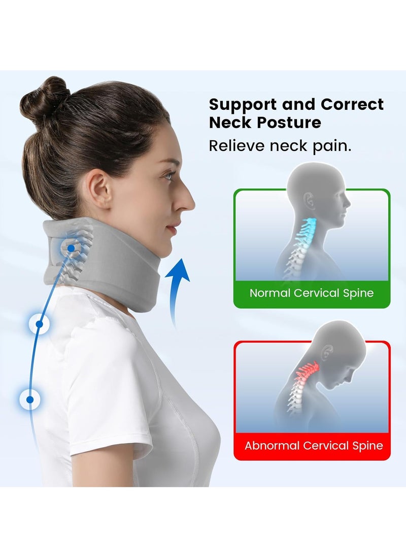 Velpeau Neck Brace for Neck Pain and Strong Support Soft Cervical Collar for Sleeping Upright Snoozing Stabilizes and Relieves Pressure in Spine for Women and Men (Grey)  - Image 2