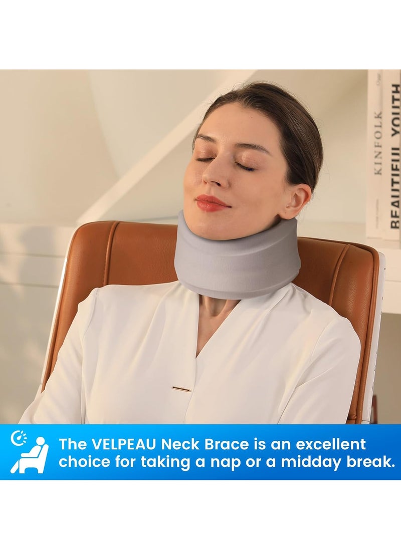 Velpeau Neck Brace for Neck Pain and Strong Support Soft Cervical Collar for Sleeping Upright Snoozing Stabilizes and Relieves Pressure in Spine for Women and Men (Grey)  - Image 5