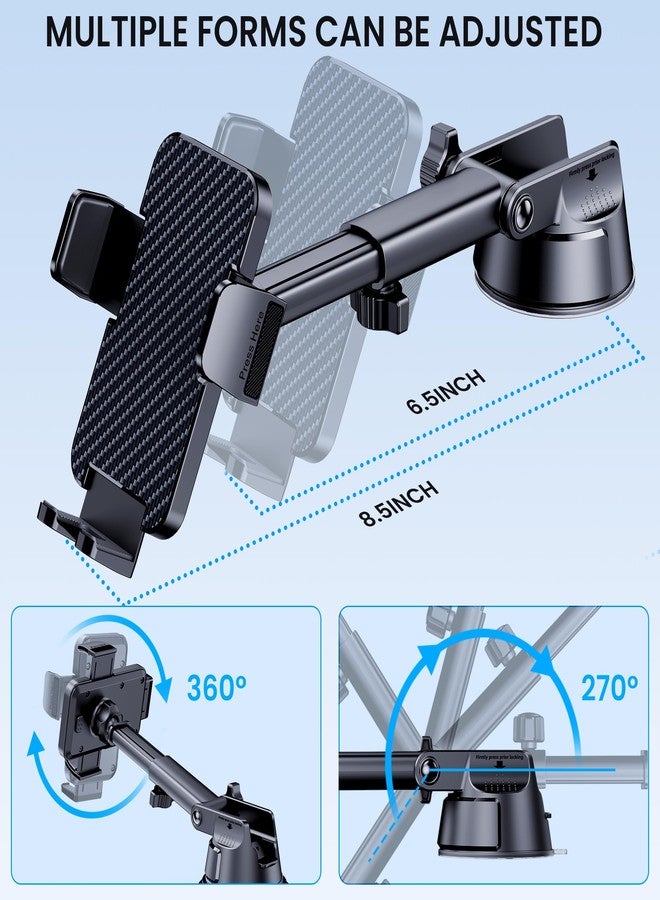 GUWEZ Phone Holder Car [Military Grade Suction Ultra Strong Base] Cell Phone Car Holder 3 in 1 Dashboard Windshield Air Vent Hands-Free for Garmin GPS iPhone Android - Image 3