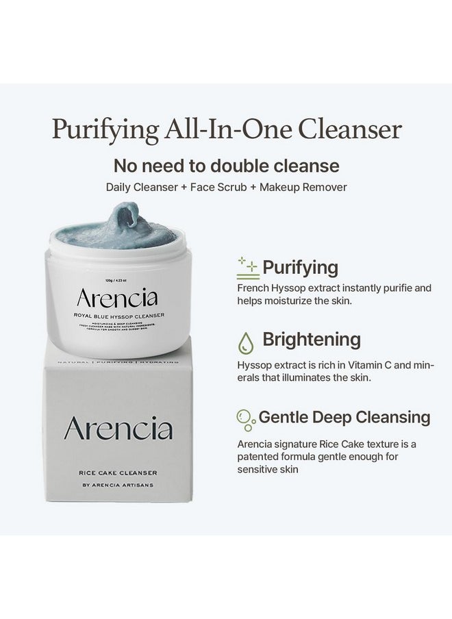 arencia Royal Blue Hyssop Brightening Face Scrub & Exfoliator Spa Quality All Skin Types Vegan Deepcleansing & Moisturizing Facial Cleanser (4.23Oz)  - Image 2