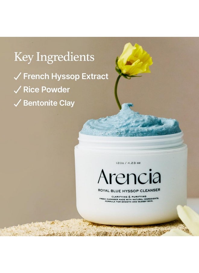 arencia Royal Blue Hyssop Brightening Face Scrub & Exfoliator Spa Quality All Skin Types Vegan Deepcleansing & Moisturizing Facial Cleanser (4.23Oz)  - Image 4
