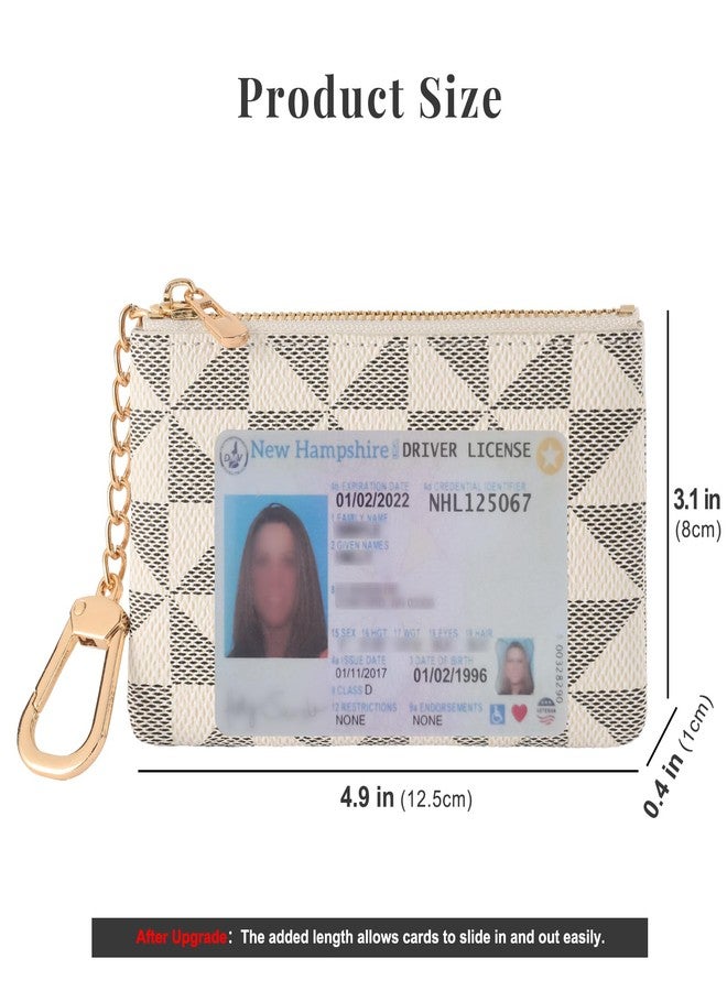 FOUSIVOU Leather Coin Purse for Women with KeyChain Small Zipper Change Purse coin Pouch Card Holder Wallet Clutch for Women & Men (White) - Image 2