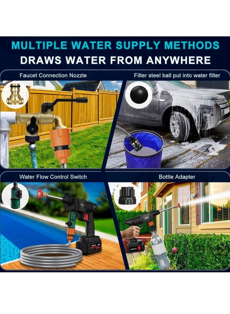 Sharpdo Cordless Electric High Pressure Car Washer Water Gun 452PSI 1000mAh Power Car Washer Pressure Pump for Car Washing/Home/Floor - Image 5
