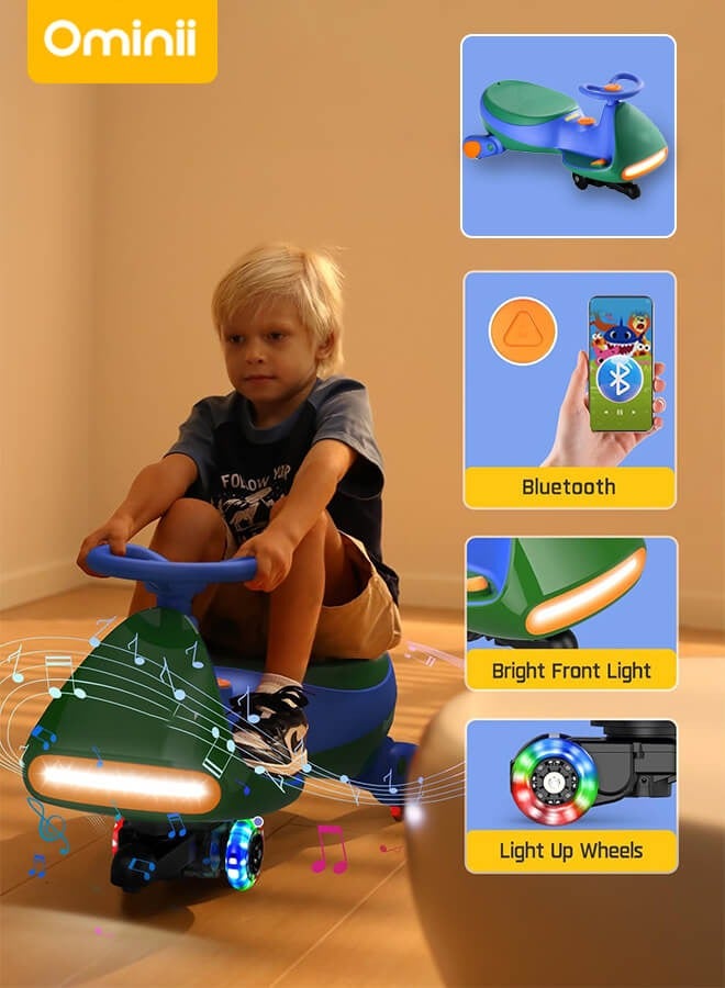 Ominii Luxury 2-in-1 Electric Wiggle Car for Kids – Rechargeable Ride-On with Pedal Power, Bluetooth Music, 360° Spinning, LED Lights & Dual Speed – Perfect Gift for Children Ages 3+  - Image 1