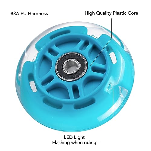 Gladeer 1-Pack 80mm Light Up Scooter Wheel Rear Colorful Led Flashing Replacement Wheel for 3-Wheeled Kid Scooter (Blue) - Image 3
