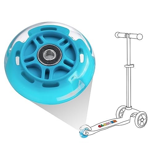Gladeer 1-Pack 80mm Light Up Scooter Wheel Rear Colorful Led Flashing Replacement Wheel for 3-Wheeled Kid Scooter (Blue) - Image 4