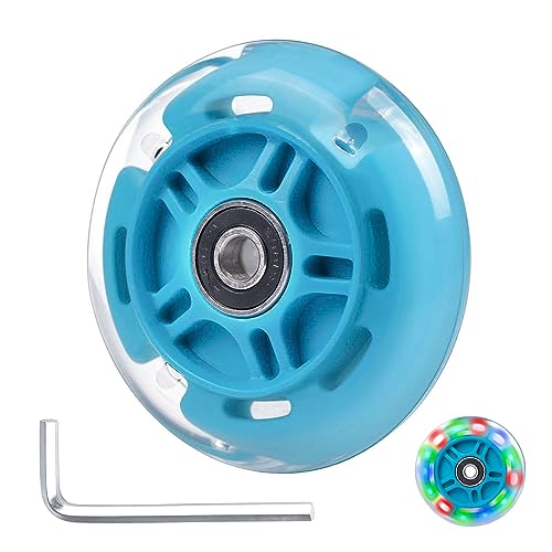 Gladeer 1-Pack 80mm Light Up Scooter Wheel Rear Colorful Led Flashing Replacement Wheel for 3-Wheeled Kid Scooter (Blue) - Image 1