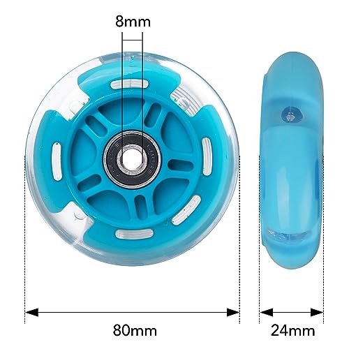 Gladeer 1-Pack 80mm Light Up Scooter Wheel Rear Colorful Led Flashing Replacement Wheel for 3-Wheeled Kid Scooter (Blue) - Image 2