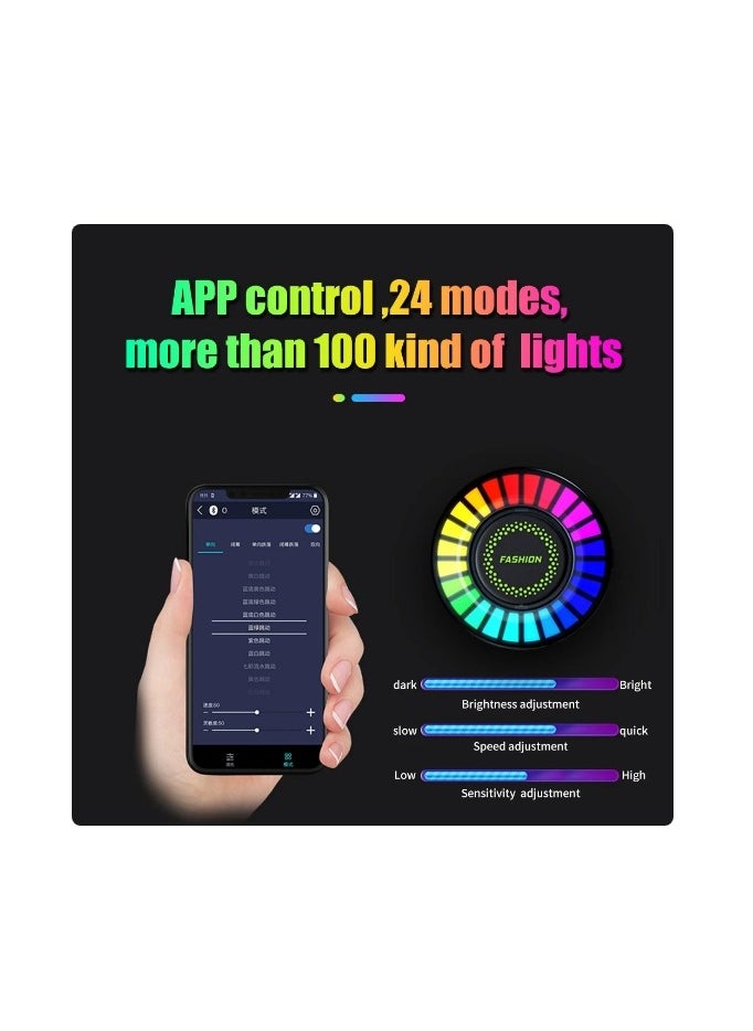 OASIS-TH - Car Ambient Light,Air Freshener Vent Clip,24 LED RGB Light Car Atomosphere Light,100 Color Modes, APP Control,Vent Fixation,Car Accessories Gifts - Image 1