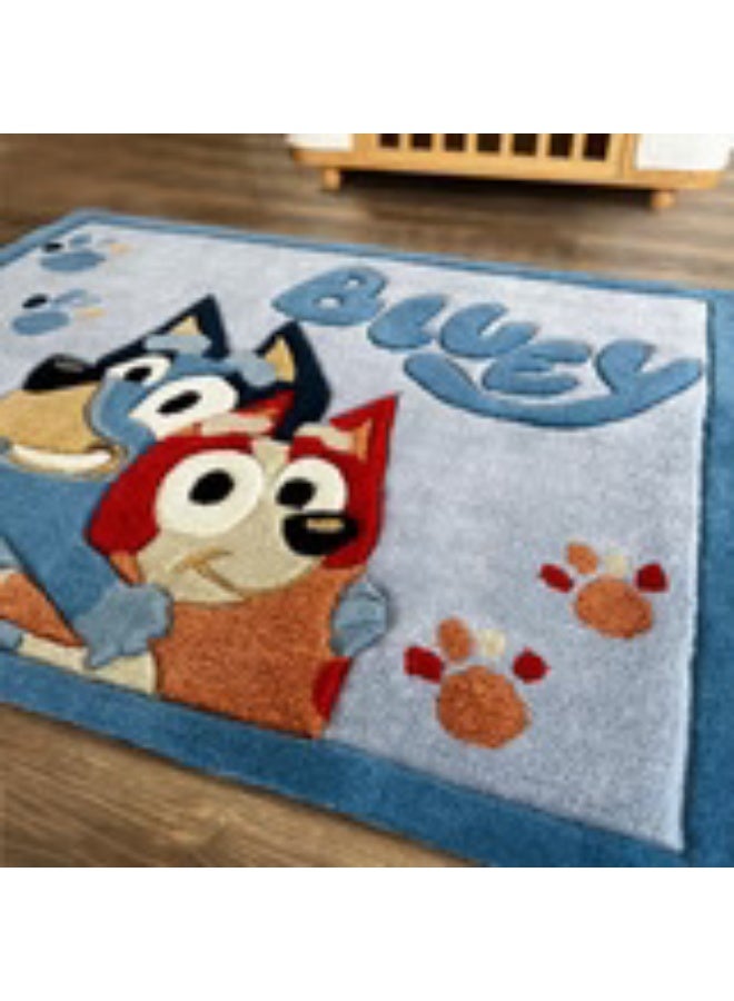 Carpetivity Blue Bluey & Bingo Kids Carpet – a soft tufted rug ideal for children’s rooms. Perfect for bedrooms and playrooms, this area carpet features a fun design and cozy feel. Dry clean only.  - Image 4