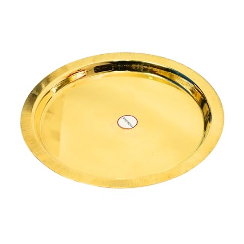 HOKOYA® Small Brass Lid | 7.7 Inch (19.5 cm) Cover for Small Handi, Patila & Kadhai | Mirror-Finish Traditional Indian Utensil | Lightweight 80 g | Brass Kitchen Accessory - Image 1