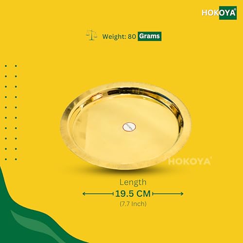 HOKOYA® Small Brass Lid | 7.7 Inch (19.5 cm) Cover for Small Handi, Patila & Kadhai | Mirror-Finish Traditional Indian Utensil | Lightweight 80 g | Brass Kitchen Accessory - Image 3