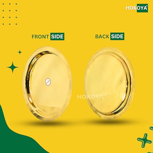 HOKOYA® Small Brass Lid | 7.7 Inch (19.5 cm) Cover for Small Handi, Patila & Kadhai | Mirror-Finish Traditional Indian Utensil | Lightweight 80 g | Brass Kitchen Accessory - Image 5