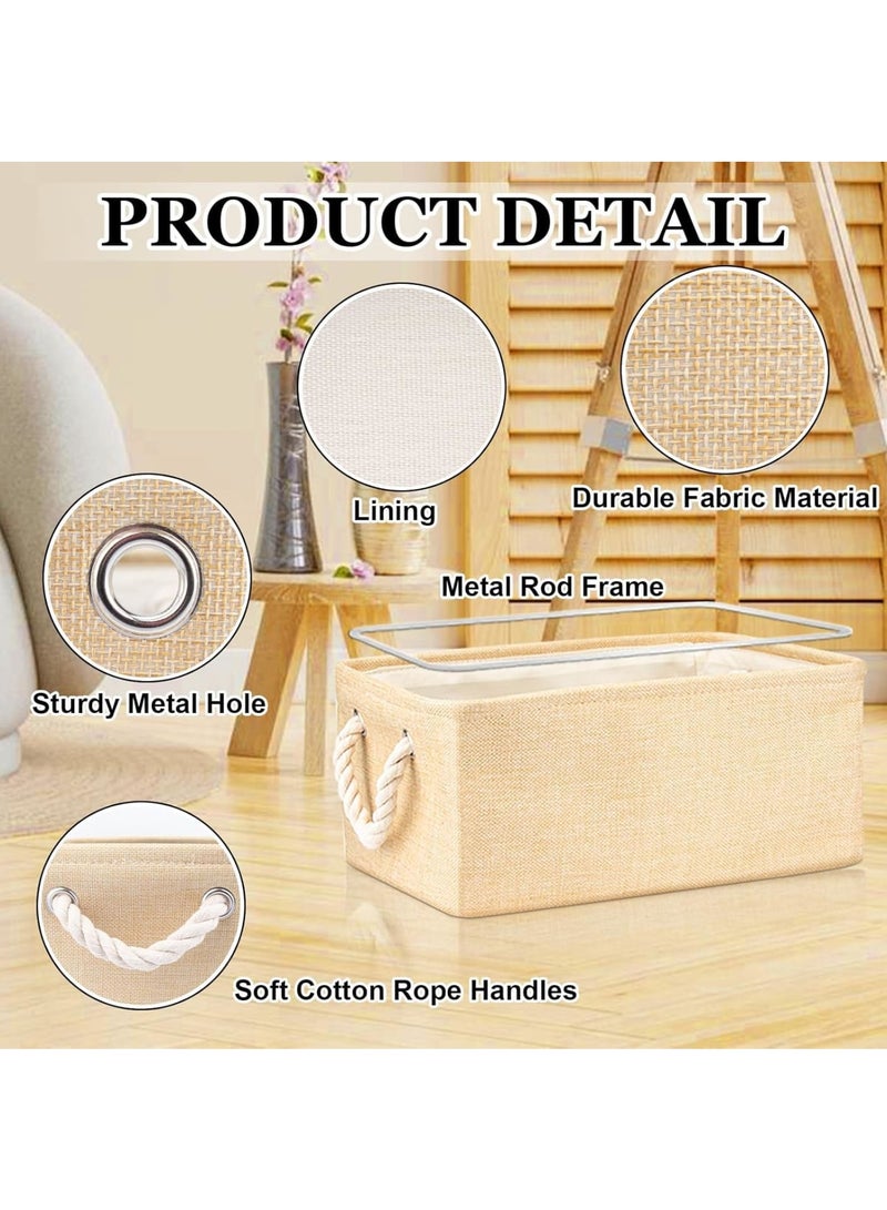 Zikra Closet Storage Bins, 36*26*16 CM Linen Fabric Cube Storage Bin with Handles, Foldable Laundry Baskets for Shelves, Wardrobe, Toys, Clothes, Office, Nursery, Beige - Image 4