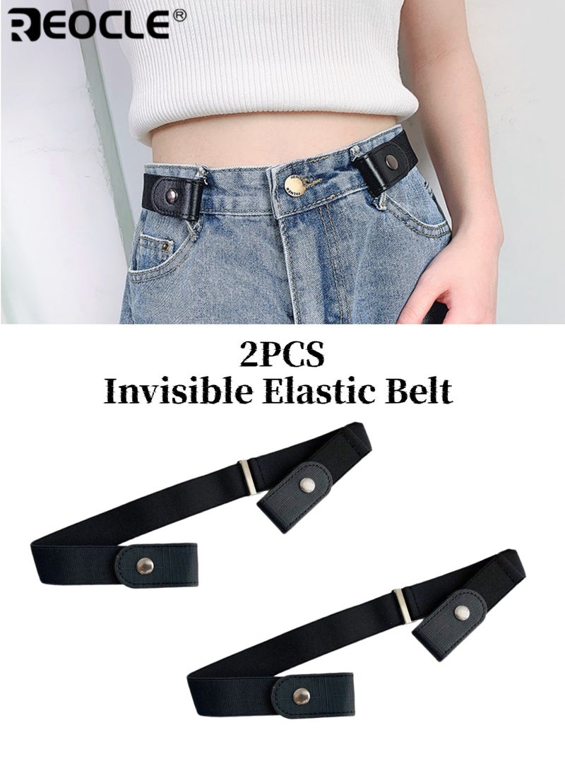 REOCLE 2PCS No-Trace Invisible Elastic Belt Stretchy Comfortable Waistband for Jeans Unisex Design Casual Style Perfect for Casual Attire Casual Attire Accessory Sleek Belt Comfortable Fit - Image 1