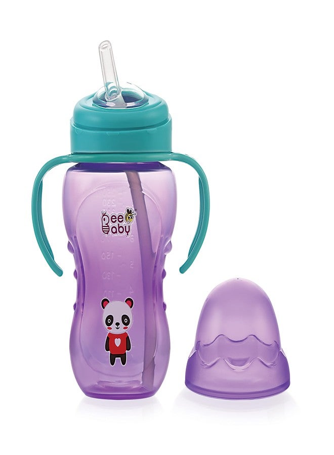 BEEBABY Flexee Soft Silicone Straw Sippy Cup with Detachable Handle | No-Spill, Leak-Proof & No-Drip Design | BPA-Free, Non-Toxic | Easy Grip Sipper Cup | 240 ML, Violet - Image 1