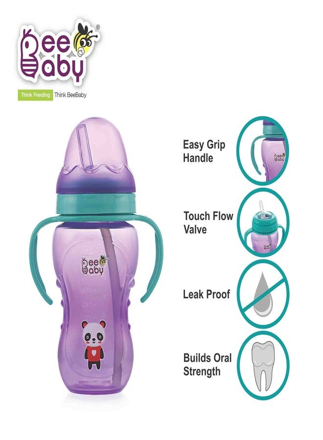 BEEBABY Flexee Soft Silicone Straw Sippy Cup with Detachable Handle | No-Spill, Leak-Proof & No-Drip Design | BPA-Free, Non-Toxic | Easy Grip Sipper Cup | 240 ML, Violet - Image 2