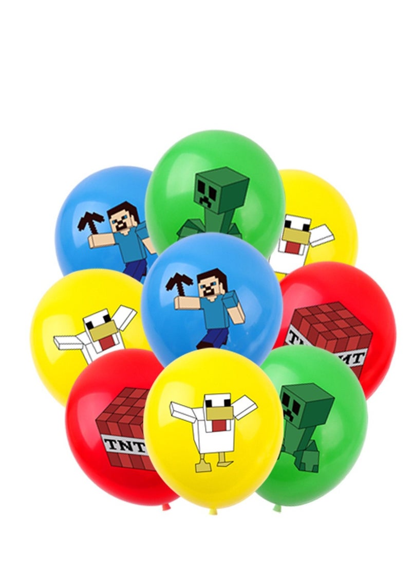 Party Minecraft Theme Party Birthday Supplies Pixel Wars Flag Pull Banner Balloon Cake Flag Decoration Package - Image 2