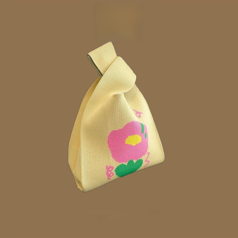 2024 Trendy Knitted Bucket Handbag A flower 