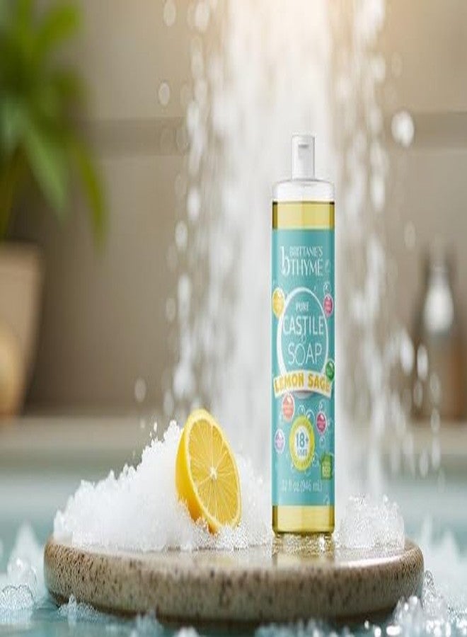 Brittanie's Thyme Brittanie’s Pure Castile Liquid Soap Refill, Lemon Sage, 32 Ounce Pack of 2 | Dish Soap, Hair & Body, Home, Gentle and Pure, Made with Natural Luxurious Oils, Vegan & Gluten Free Non-GMO - Image 3