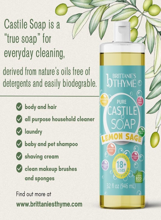 Brittanie's Thyme Brittanie’s Pure Castile Liquid Soap Refill, Lemon Sage, 32 Ounce Pack of 2 | Dish Soap, Hair & Body, Home, Gentle and Pure, Made with Natural Luxurious Oils, Vegan & Gluten Free Non-GMO - Image 5