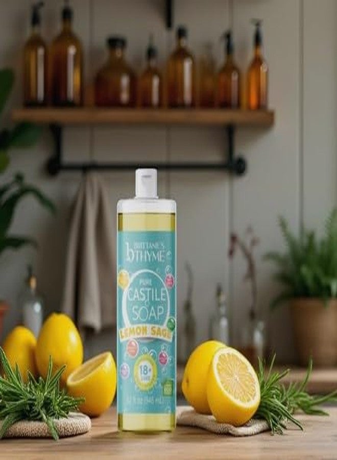 Brittanie's Thyme Brittanie’s Pure Castile Liquid Soap Refill, Lemon Sage, 32 Ounce Pack of 2 | Dish Soap, Hair & Body, Home, Gentle and Pure, Made with Natural Luxurious Oils, Vegan & Gluten Free Non-GMO - Image 4