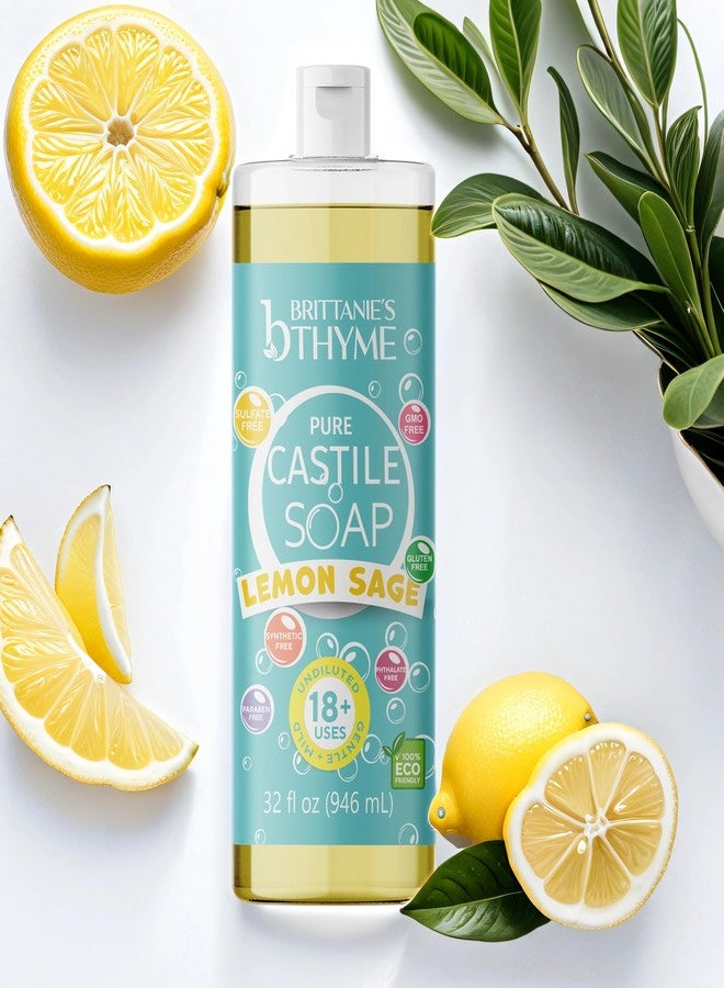 Brittanie's Thyme Brittanie’s Pure Castile Liquid Soap Refill, Lemon Sage, 32 Ounce Pack of 2 | Dish Soap, Hair & Body, Home, Gentle and Pure, Made with Natural Luxurious Oils, Vegan & Gluten Free Non-GMO - Image 2