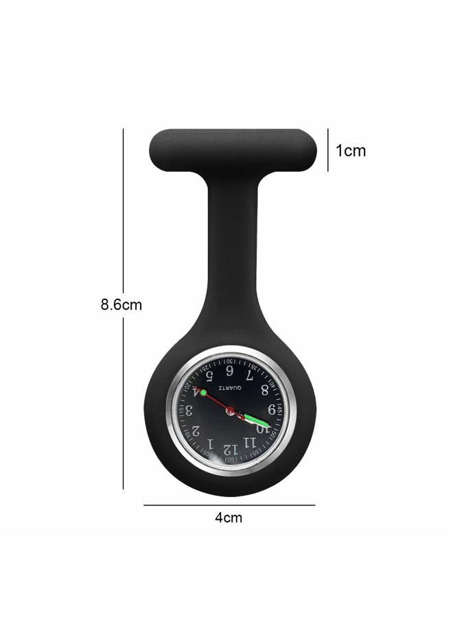alladaga Set of 3 Nurse Fob Watches, Silicone Doctor Pocket Lapel Clip On Watches Gift (Black Black Black) - Image 2