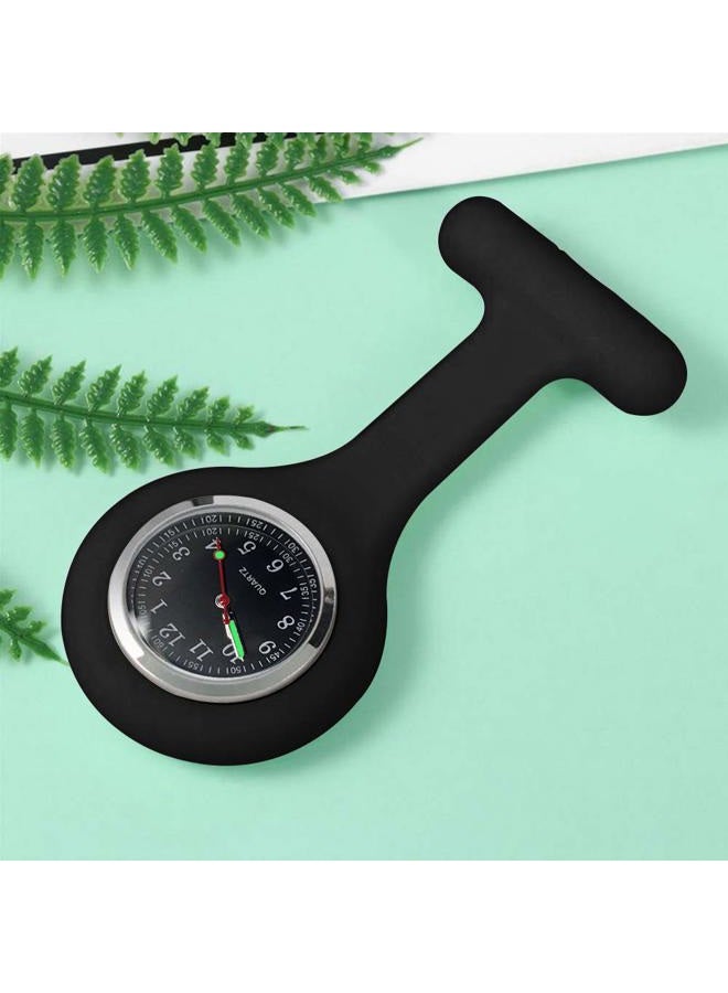alladaga Set of 3 Nurse Fob Watches, Silicone Doctor Pocket Lapel Clip On Watches Gift (Black Black Black) - Image 4