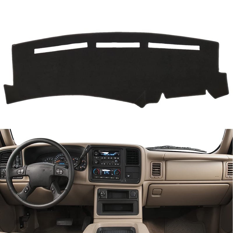 BLIBLIUNIT Dashboard Cover for Chevrolet Silverado 1500 2500 3500 19992006 Avalanche Chevy Tahoe Suburban GMC Sierra Yukon Dash Cover MatPremium Carpet Black