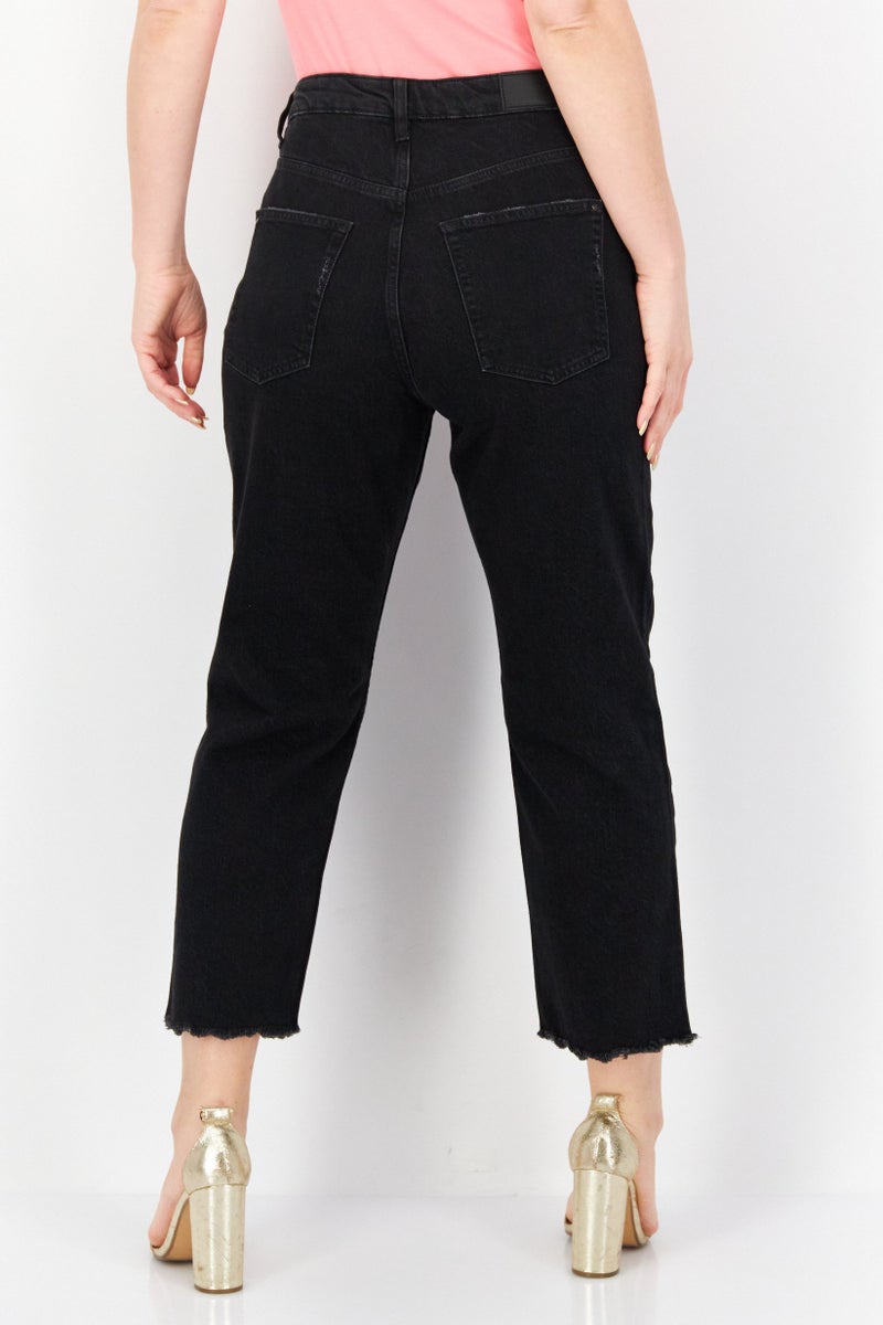 EDC Women Straight Fit Textured Jean, Black - Image 4