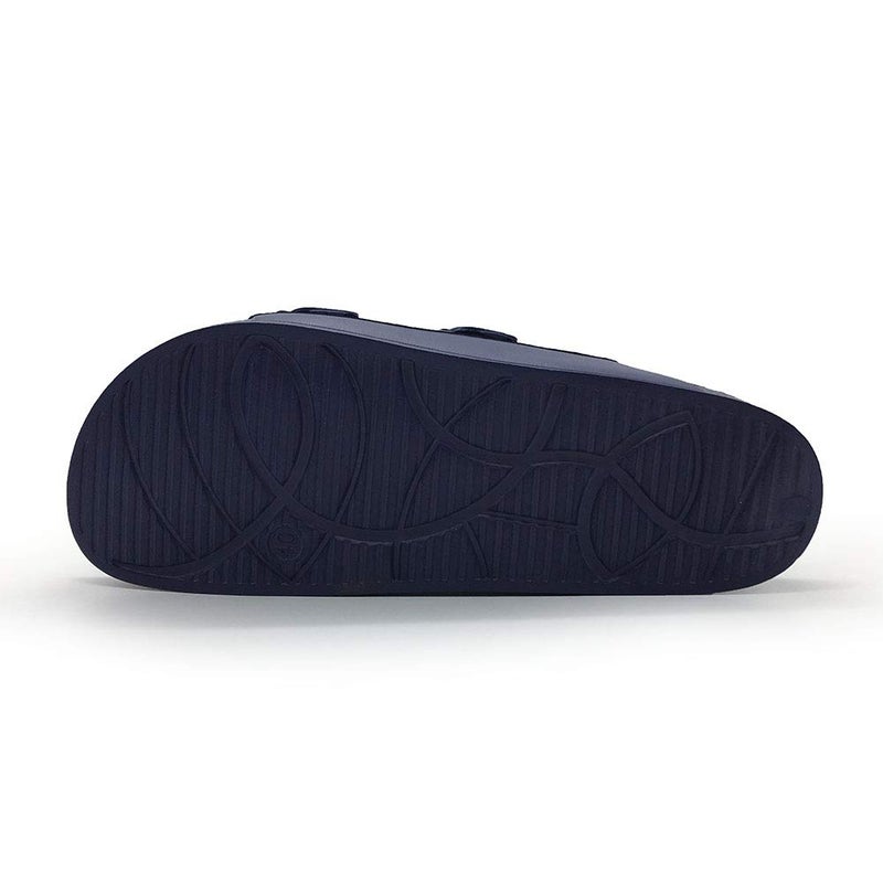 FUNKYMONKEY Men's Comfort Slides Double Buckle Adjustable EVA Flat Sandals (9 M US, Navy/SPK) - Image 5
