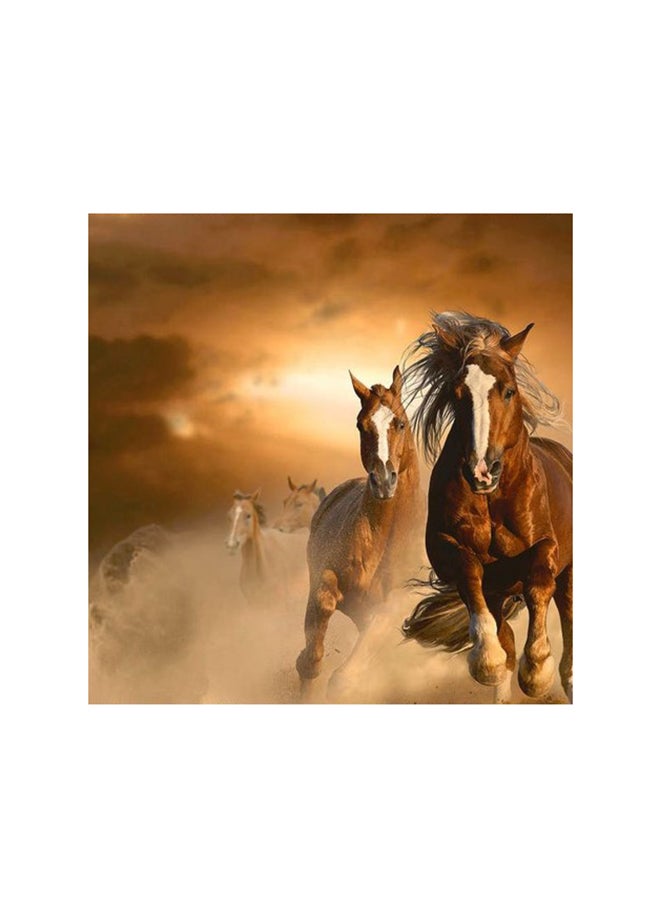 RYN Two Wild Chestnut Horses Mdf Wall Art Multicolour 30x30centimeter - Image 2