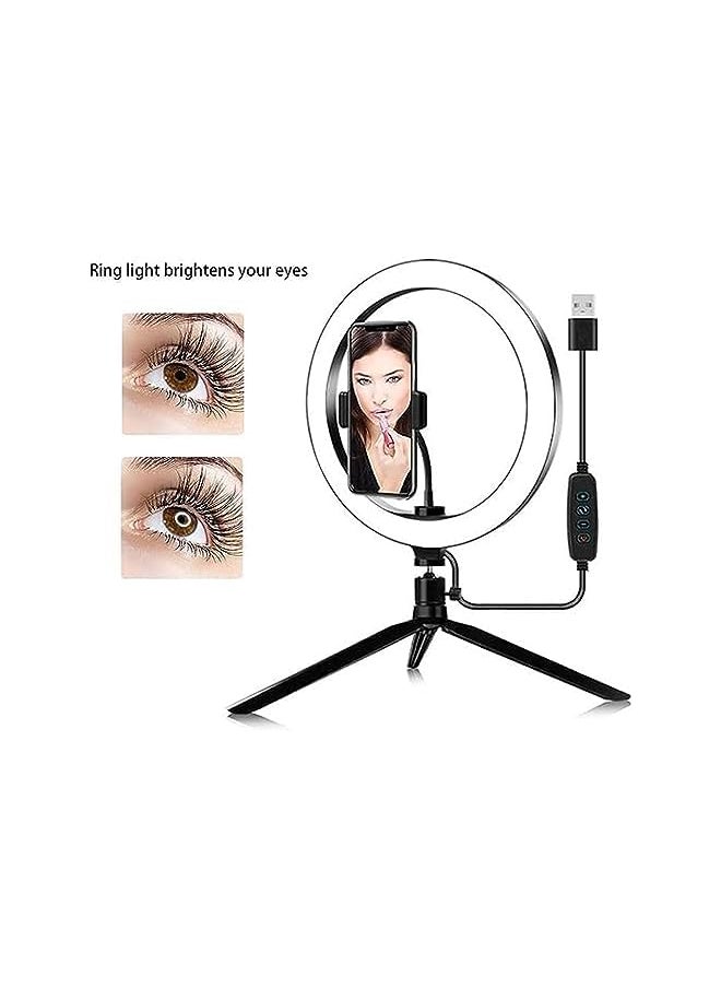 Arabest - 10 Inch Led Ring Light With Tripod Stand Desk Makeup Selfie Ring Light With Dimmable 3 Light Modes And 10 Brightness Level For Makeup Selfie Live Streaming Youtube Video Shooting - Image 1