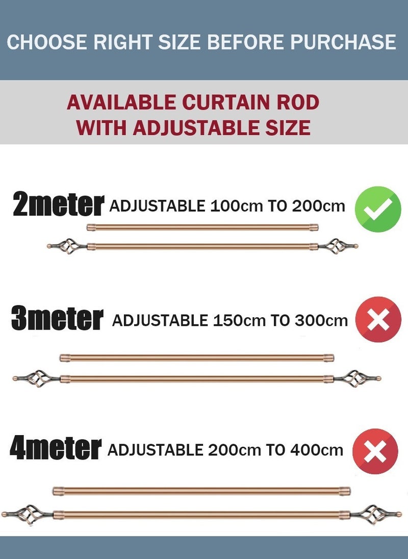 Extendable Double Curtain Rod Anti-Brass 100-200cm 2 Meter