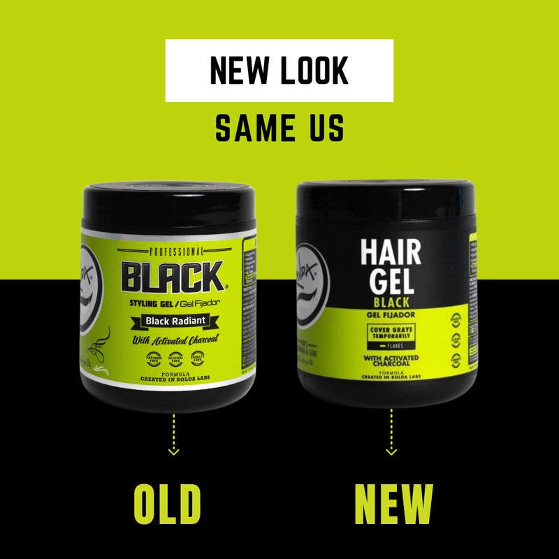 Rolda Black Styling Hair Gel - Medium To Strong Hold With Medium Shine For a Wet Slicked Back Look With All Day Hold - Activated Black Charcoal Covers Grey Hair Instantly 17.6oz - Image 5