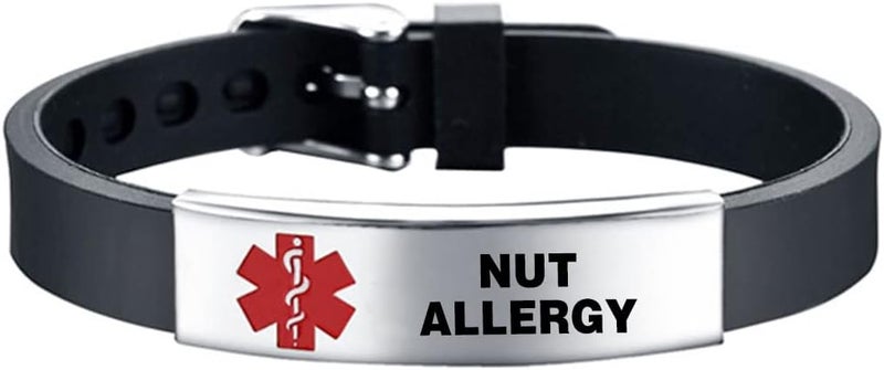 KunBead Medical Alert Bracelets for Women Adjustable Stainless Steel Silicone Emergency Awareness Medical ID Bracelet Wristband - Image 1