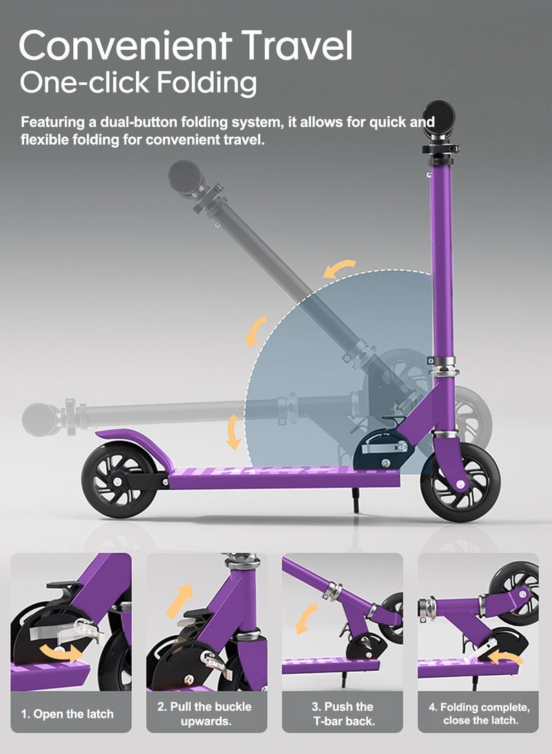 sway سكوتر قابل للطي، مع مقبض قابل للتعديل، سهل الطي، للأطفال من 6-12 سنة - Image 3