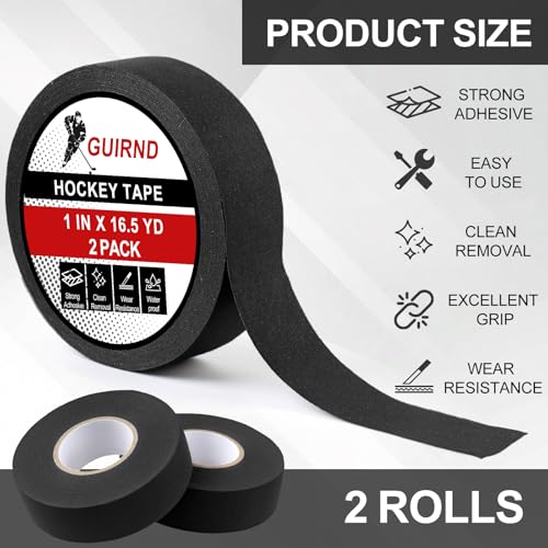 Guirnd Hockey Tape, 2 Roll Strong Adhesive Goon Tape, Multipurpose Cloth Tape 1 Inch x 49.5 FT Each Roll, Hockey Stick Tape for Sports, Handles, Pullup Bars, Bats, Rackets, Tools - Image 2