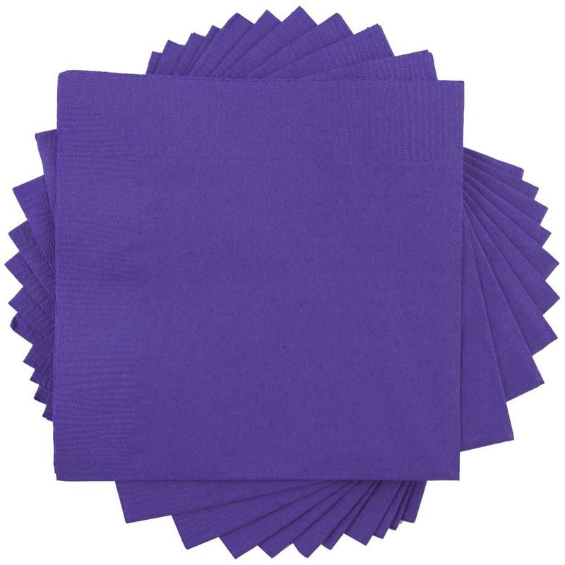 JAM PAPER Small Beverage Napkins  5 x 5  Purple  50Pack
