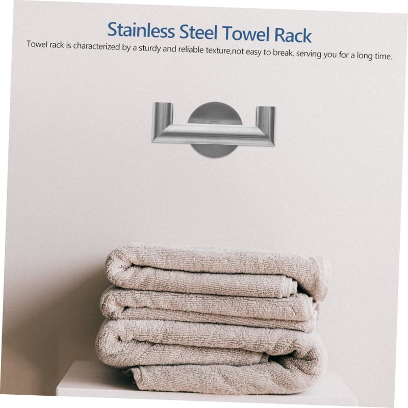 Brushed Stainless Steel Double Hooks Towel Organizer for Bathroom Kitchen Office - Image 3