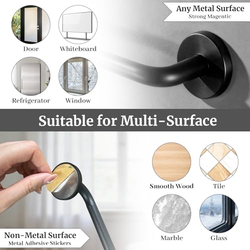 Eclatbox 2 Pack Magnetic Curtain Rod for Metal Door, Adjustable 16 to 30 Inch, 1/2 Inch Diameter, French Door Magnetic Curtain Rods with Hooks (Black) - Image 4